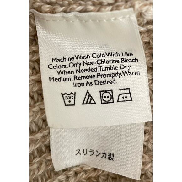 Eddie Bauer Heritage Sweater Mens Beige Heavy Cotton Henley Mock Neck Large Tall - Picture 3 of 4